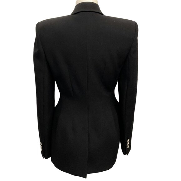 Versace Black Wool Double Breasted Blazer with Silver Buttons - Picture 3 of 6